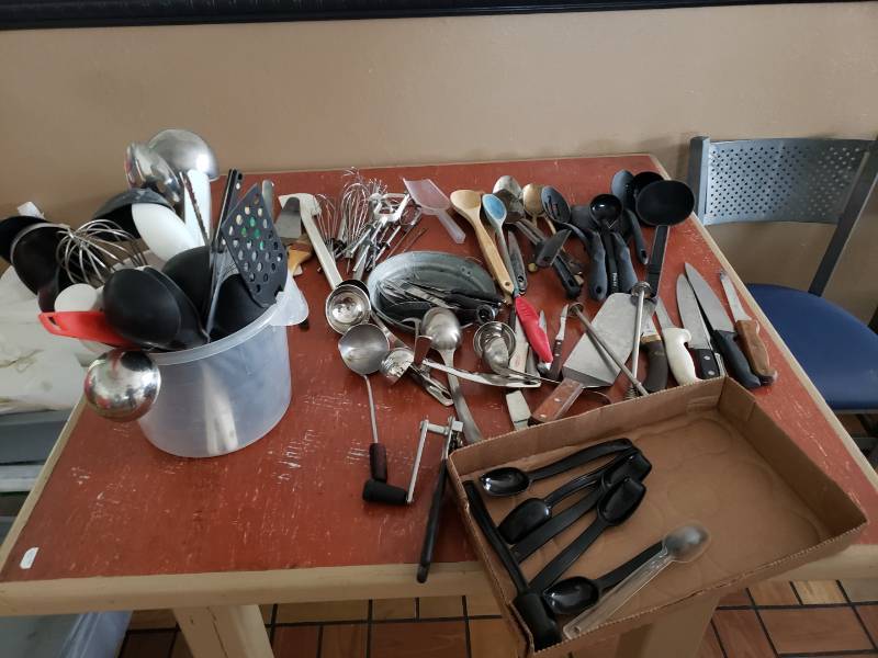 lot 3051 image: HUGE lot of serving utensils and more - spatulas, spoons, hooks, knives, scoops check it out