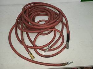 lot 13 image: Red Air Hose with Brass and Quick Disconnect Fittings