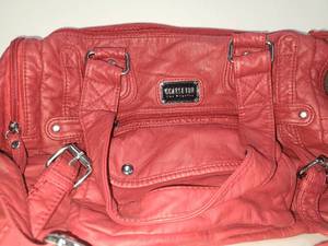 lot 34 image: Scarleton Red Quilted Handbag with Handles and Multiple Pockets
