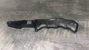 lot 51 image: MTech Folding Pocket Knife Black Blade Serrated Edge