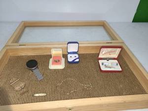 lot 56 image: Jewelry Box Lot with Rings, Earrings, Cufflinks, Watch and Accessories