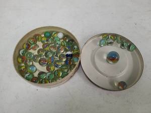lot 67 image: Lot of Marbles in tin can