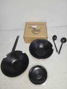 lot 95 image: Ramen Bowls Set 4 Bowls Chopsticks Spoons