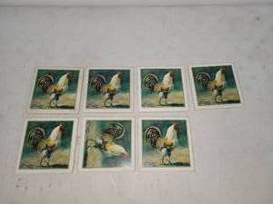 lot 96 image: Set of 7 Rooster Coasters with White Ceramic Frames
