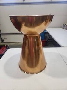 lot 15 image: Brushed Faux Brass Pedestal Table with Conical Base
