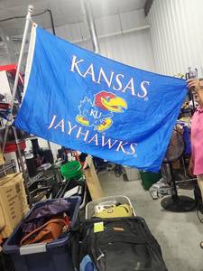 lot 49 image: Kansas Jayhawks KU Flag with Pole