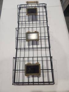 lot 52 image: Metal Wire Cage with Slate Chalkboard Labels Set of 3