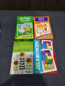 lot 1108 image: 4 Educational Flash Card Game Sets Alphabet Numbers Time Money Memory