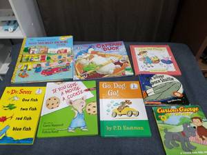 lot 1115 image: Childrens Picture Books Lot 8 Titles Dr. Seuss Captain Duck Curious George