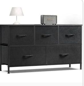 lot 1135 image: Dresser for Bedroom, Chest of Drawers, Storage Organizer Unit, Closet, Entryway, Steel, 5 Drawers, Modern, Ink Black