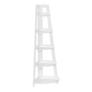 lot 1136 image: RiverRidge Kids 5-Tier Corner Ladder Playroom Display Bookshelf Organizer White Small Bookshelf for Kids, MDF, 54 Height