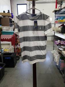 lot 1156 image: Polo Ralph Lauren Striped T-Shirt Gray White Size L