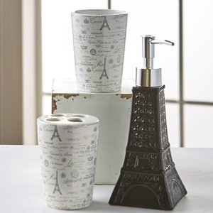 lot 1182 image: Paris Sink Set with Toothbrush Holder, SoapLotion Pump Dispenser, Tumbler