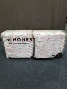 lot 1205 image: Honest Clean Conscious Diapers Size 1 Cuddly Bug 34 Count 8-14 lbs