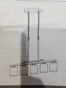 lot 1207 image: 5-Light Pendant Ceiling Lamp with Cylindrical Shades and Chain Suspension
