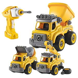 lot 1222 image: Top Race 3-in-1 Construction Toys - Easy Assembly Take Apart Construction Trucks with Remote Control and Drill - 3 Building Models for Kids Ages 3 and Up - Ideal for Indoor and Outdoor Play