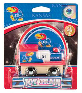 lot 1236 image: MasterPieces Officially Licensed NCAA Kansas Jayhawks Wooden Toy Train Engine For Kids