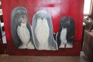lot 2496 image: Vintage Dog Painting 24 x 30