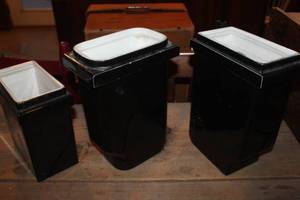 lot 2528 image: Vintage Soda Fountain Topping Containers
