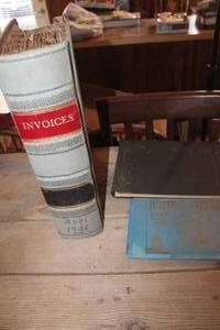 lot 2330 image: Antique 1948 Invoice Lg. Book, Stamp Album & More