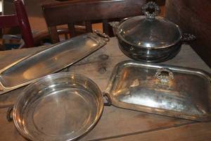 lot 2336 image: Vintage Silver Serving Dish and More