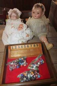 lot 2344 image: Vintage Marbles, Dolls and More