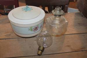 lot 2345 image: Vintage Oil Lamp Base, Light Shade & More