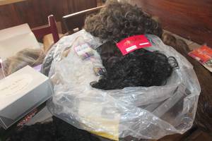 lot 2355 image: Large Lot of Wigs some new with tags and Wig Pins