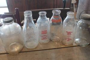 lot 2374 image: Vintage Glass Milk Bottles and More