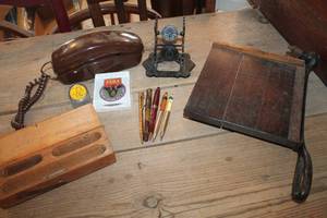 lot 2387 image: Vintage Telephone, Paper Cutter, Pens & More