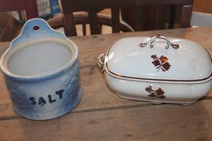 lot 2393 image: Antique Salt Crock and More