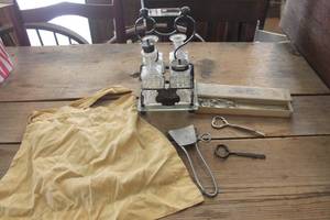 lot 2437 image: Antique Cruet Set, Apron and More