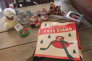 lot 2442 image: Vintage Christmas Tree Stand and More