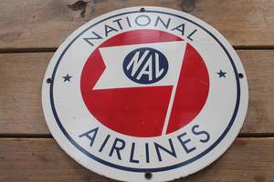 lot 2456 image: Vtg. National Airlines Porcelain Enamel Sign