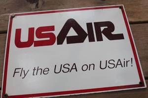 lot 2457 image: Vtg. US Air Porcelain Enamel Sign