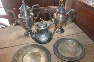 lot 2466 image: Vintage Silver Teapot and More