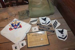 lot 2472 image: Vtg. War Ration Book, Military Patches & More