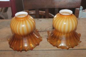 lot 2477 image: Vintage Amber Colored Light Shades