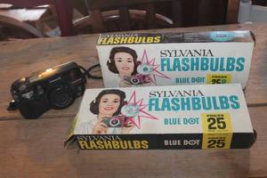 lot 2493 image: Vintage Camera and Flashbulbs