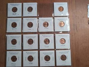 lot 1006 image: Brilliant Uncirculated Old Lincoln Cent Collection 1960-1981 15 Coins