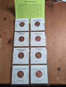 lot 1007 image: 2009 Lincoln Cent 8-Coin Set Philadelphia Denver Mint Marks