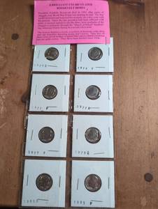 lot 1008 image: 8 Brilliant Uncirculated Roosevelt Dimes 1974 1977 1979 1985