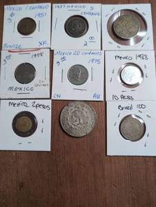 lot 1100 image: International Coins Lot Mexico  1 Brazil 1937-1998 Centavos Pesos