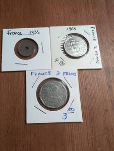 lot 1103 image: France Coins Lot 1933 1966 1951 5 Centimes 4 Francs 2 Francs