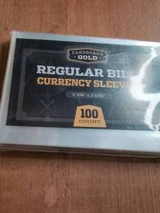 lot 1300 image: Cardboard Gold Regular Bill Currency Sleeves 6 316 x 2 1116 100 Count