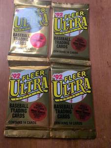 lot 3009 image: Fleer 1992 Ultra Series Baseball Trading Cards- 4 Sealed Packs&nbsp