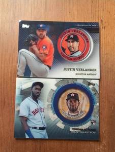 lot 6002 image: Topps 2020 Baseball Commemorative Coin Cards Justin Verlander Yordan Alvarez Houston Astros - 2 ct