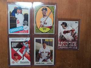 lot 6008 image: Mookie Betts Baseball Trading Cards Lot 5 Cards