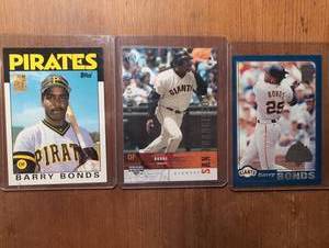 lot 6010 image: Barry Bonds Baseball Trading Cards - 3 ct