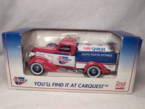 lot 7015 image: Car Quest 1936 Dodge Tanker Lockable Coin Bank Die Cast Metal